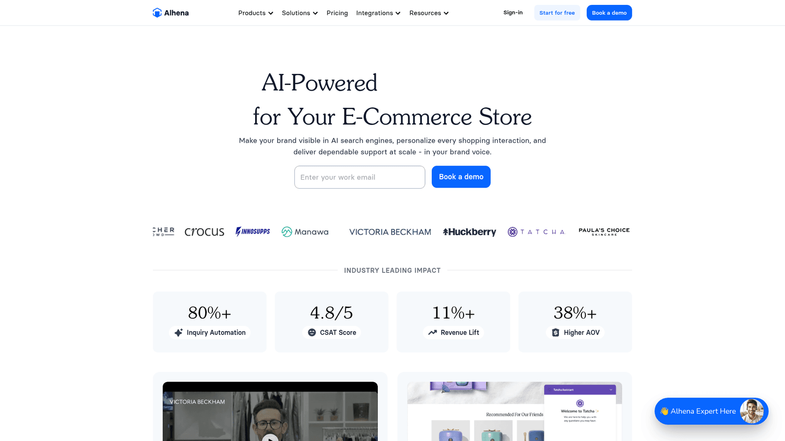 Screenshot of the Alhena website.
