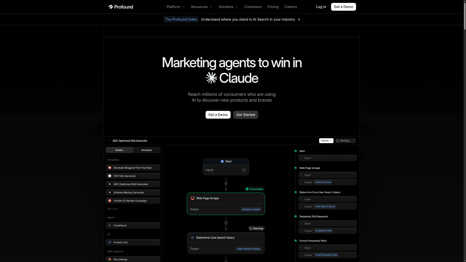 Screenshot of the Profound website.