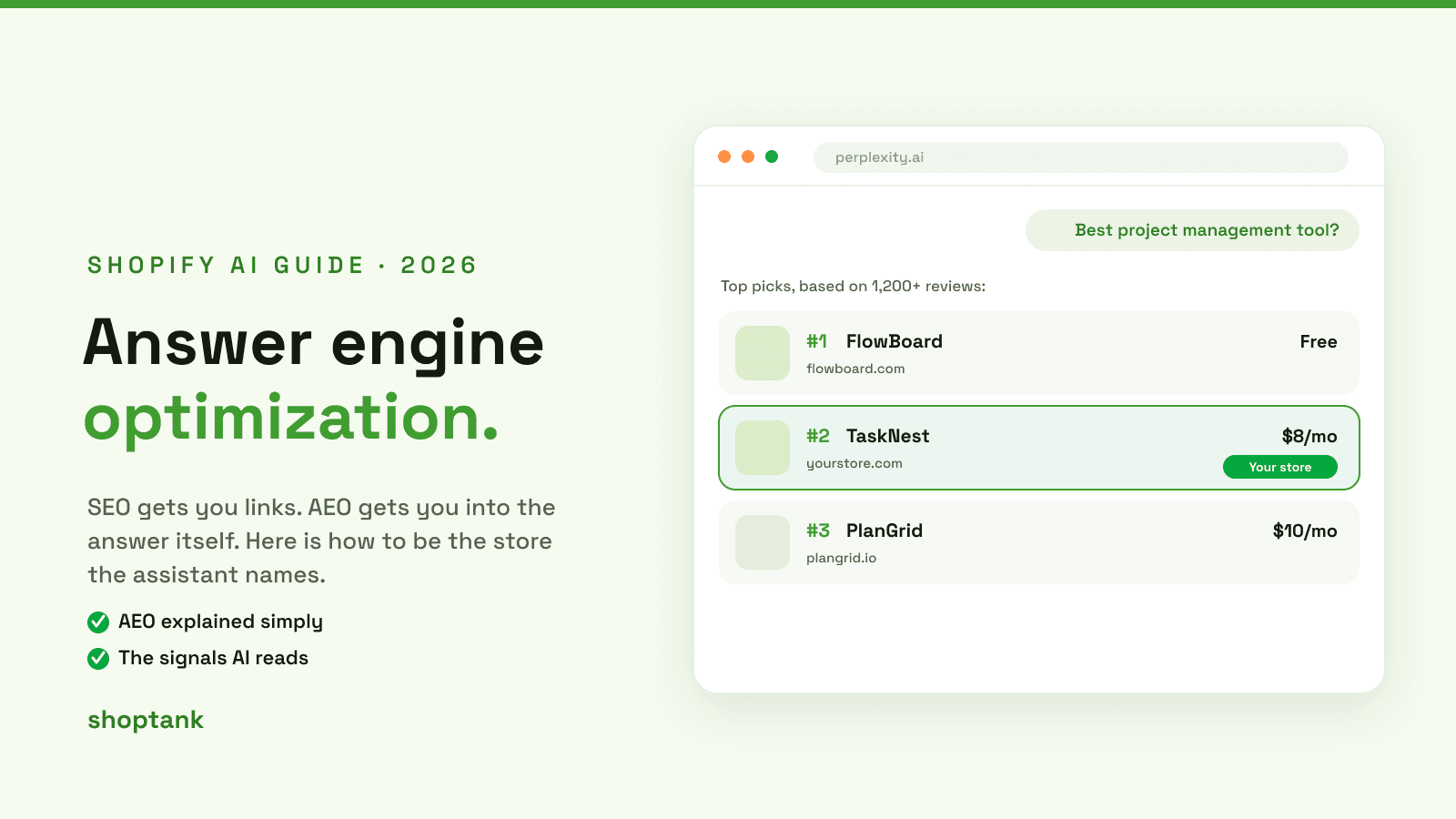 Čo je Answer Engine Optimization: Zvýšte viditeľnosť Shopify v AI vyhľadávaní