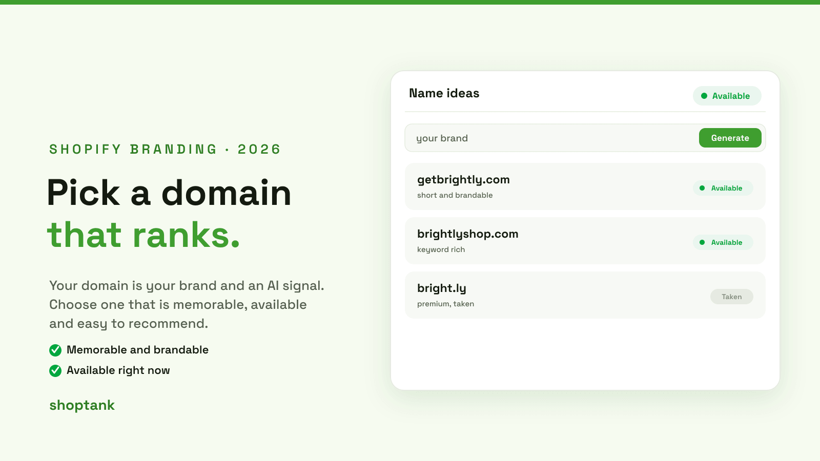 Pick a Good Domain Name: 2026 Guide for Shopify & AI