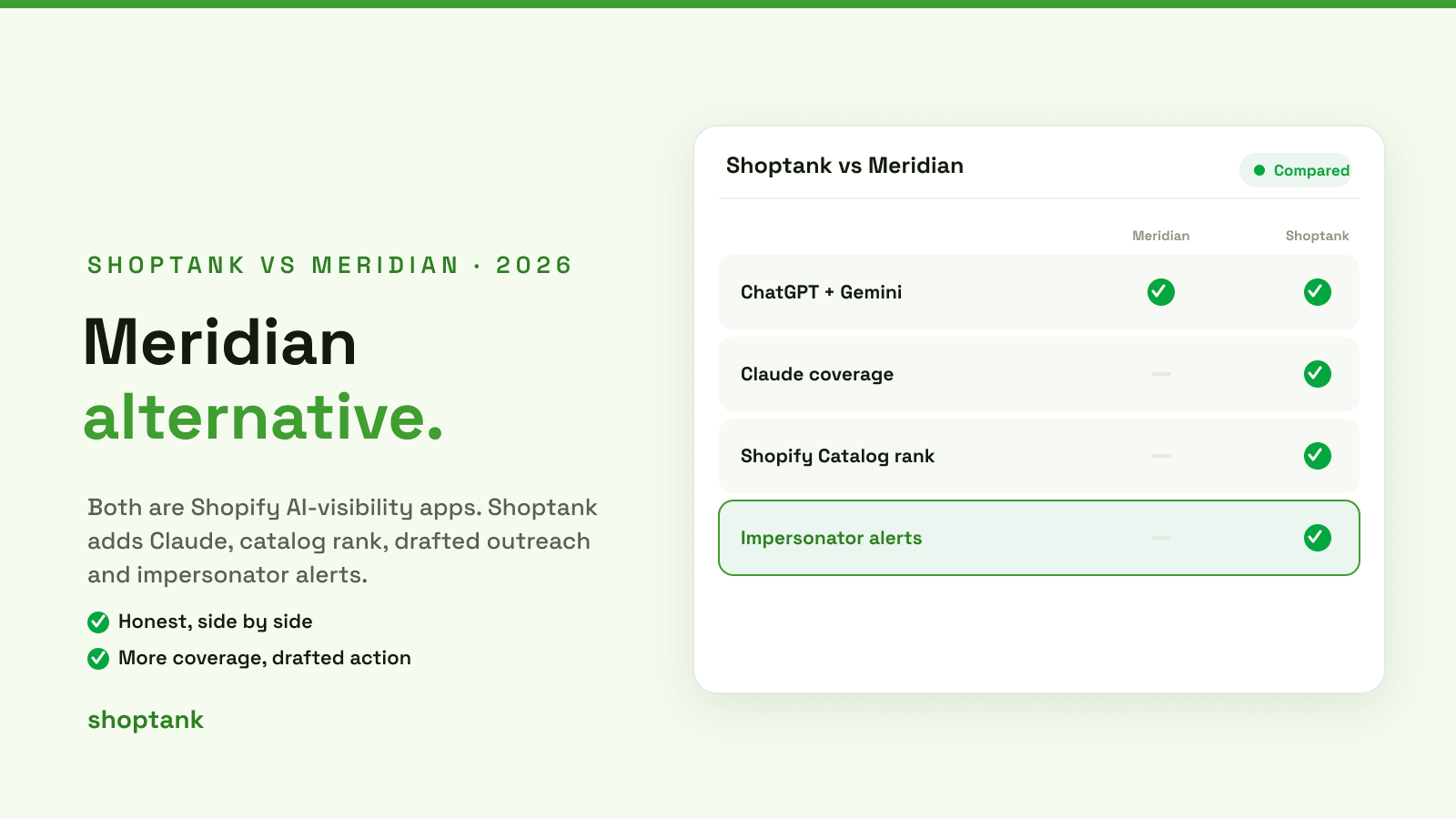 Meridian Alternative for Shopify: Shoptank vs Meridian (2026)