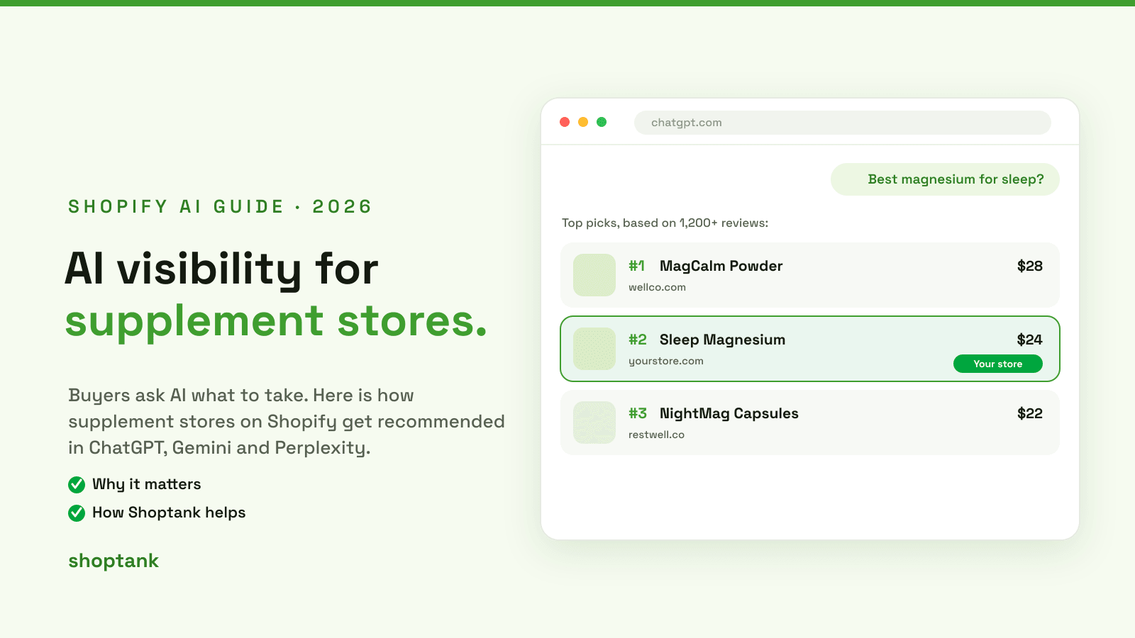 How Supplement Shopify Stores Use Shoptank for AI Visibility